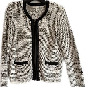 Joie sweater jacket with leather trim, size medium. Worn only once